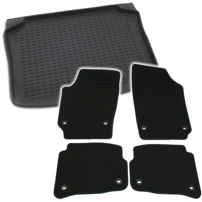 Produktbild von Gummi-Kofferraumwanne + Fußmatten Set für VW Polo 9N / 9N3, Bj. 6/2003-5/2009