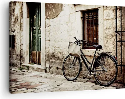 Produktbild von Bild auf Leinwand - Leinwandbild - Straße Fahrrad Stadt Ruinen - 70x50cm - Wand Bild - Wanddeko - Leinwanddruck - Bilder - Kunstdruck - Wanddekoration - Leinwand bilder - Wandkunst - AA70x50-2667