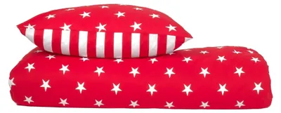 Produktbild von SCHIESSER Bettwäscheset Sterne | Sterne | Feinbiber | 2-teilig | 100% Baumwolle | Kuschelweich | YKK-Reißverschluss | 135x200 cm + 80x80 cm | Rot