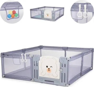Obrázek produktu pro Chipolino ohrádka Amico dveře 180 x 200 cm 2 kroužky úložný vak od 1 roku šedý