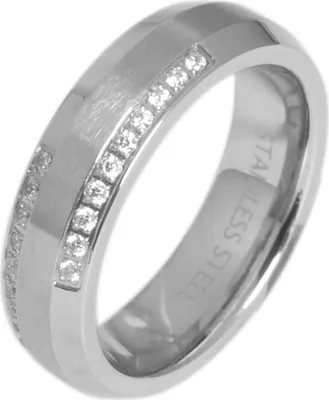 Produktbild von Akzent Damen-Partnerring, Edelstahl, Similibesatz, silberfarben