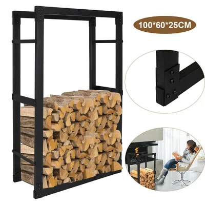 Produktbild von Eikuavons Kaminholzregal Brennholzständer 100*60*25CM wetterfestem Metall Brennholz Brennholzregal