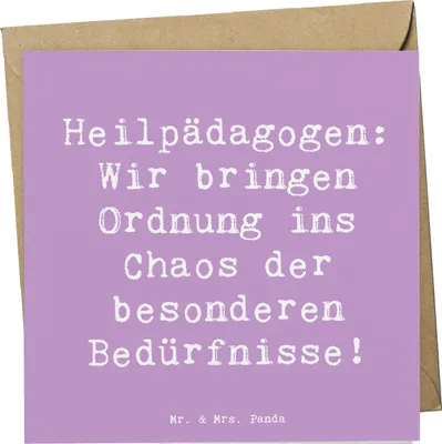 Produktbild von Mr. & Mrs. Panda Grußkarte Spruch Heilpädagogin Chaosordnung - Lavendeltraum - Geschenk, Glückwunschkarte, doppelkarte, Klappkarte, Berufsgestaltung, Mut, Anerkennung