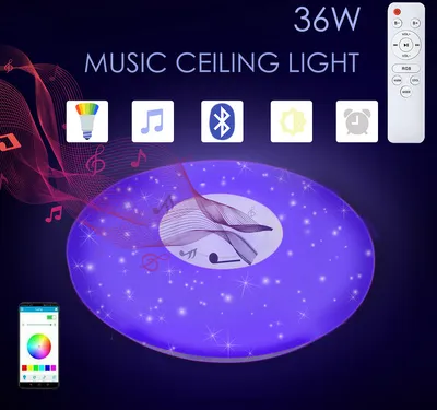 Produktbild von Jopassy 36W LED Deckenleuchte mit Sternenhimmel-Effekt, Leuchte, Panellampe, Remote und Bluetooth-Musik