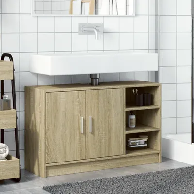 Produktbild von "Winterschlussverkauf " Waschbeckenunterschrank - CLORIS - Badezimmerschrank - schlichte Design - Sonoma-Eiche 90x29x55 cm Holzwerkstoff - DEMöbel8755465