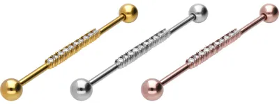 Produktbild von Zungenpiercing, Intim-Piercing Chirurgenstahl Industrial Ohrpiercing BALKEN + 10 KRISTALLE