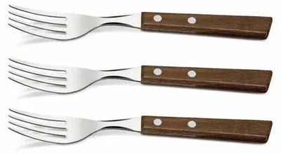 Produktbild von Tramontina TRADICIONAL Steakgabel, 3er Set, Gabel, Steakgabeln, Edelstahl / Holz, 22202-300