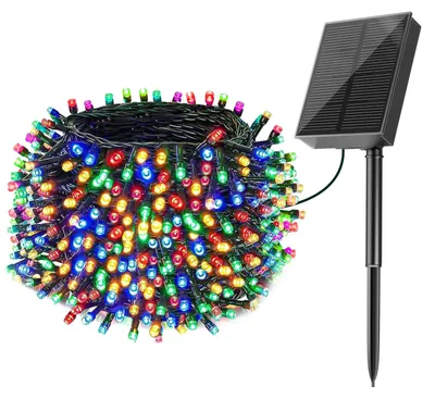 Solar-Lichterkette 22 m, 200 LEDs, IP65, 8 Modi, Außenbereich