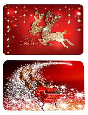 Image de Tapis de sol, lot de 2, motif Noël, antidérapant, 40x60 cm, en microfibre