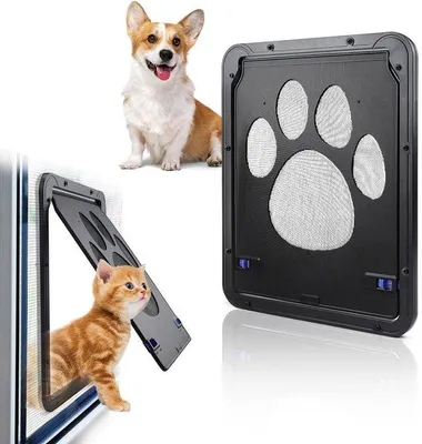 Immagine prodotto di Porta per animali domestici Ibenzoa® con chiusura magnetica, adatta per porte e finestre, realizzata in ABS e nylon, ideale per porte scorrevoli e zanzariere. Dimensioni interne: 20,5 x 26 cm, dimensioni esterne: 24 x 29 x 1 cm