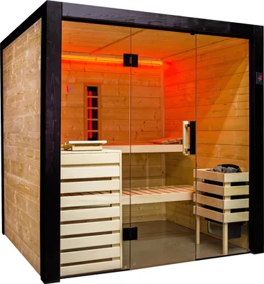 Produktbild von Harvia Family Infra Large Sauna-Set Massivsauna mit Saunaofen Infrarotstrahler 196x189x204 cm