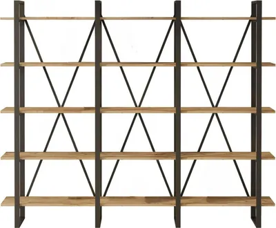 Produktbild von Dmora Regal Albayt 219,6x34x180h cm Braun, 5 Böden, Bibliothek