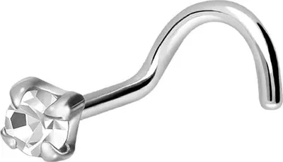 Produktbild von Nasenpiercing, Nasenstecker 925er Silber Nasenstecker Spirale EINGEFASSTER KRISTALL