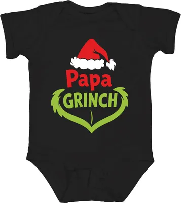 Produktbild von Papa Grinch Weihnachten Lustig Weihnachtsgeschenk Vater Geschenk Unisex Baby Body, Schwarz, 18/24