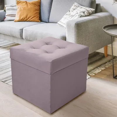 Obrázok produktu pre MG Design, taburetka, fialová, 45x45 cm - s úložným priestorom 50 litrov, nosnosť do 300 kg, jemná a lesklá, ľahko sa udržiava, vhodná do obývačky a predsiene