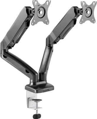 Immagine prodotto di RaidSonic ICY BOX IB-MS304-T - Supporto (2 bracci articolati, 2 adattatori VESA, morsetto da tavolo, montaggio per ingresso cavi) per 2 display LCD - Metallo - Nero - Dimensioni schermo: fino a 68 cm (fino a 27 pollici) - Desktop