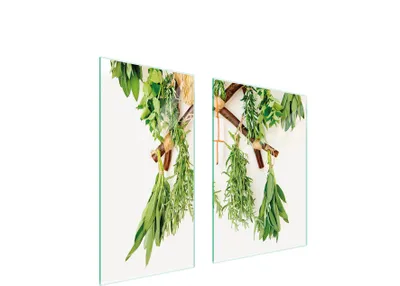 Produktbild von Herdabdeckplatten 2 teilig 75x52 Glaskeramikkochfeld Abdeckung Glas Schneidebrett Gewürze Grün