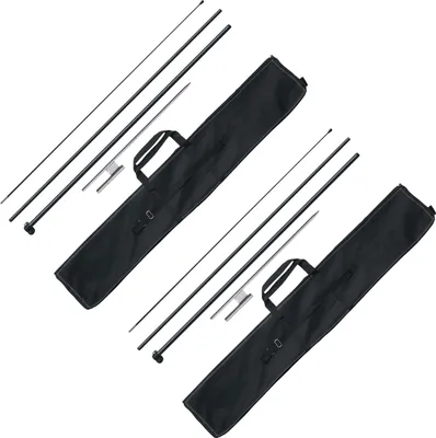 Produktbild von SucceBuy Federflaggen-Mast-Kit - 2 Stück, 12,7 Fuß Swooper-Flaggenmast. Ideal für die Außenwerbung von Unternehmen. Kommt mit Bodenankern und einer Tragetasche. (Flagge nicht enthalten)