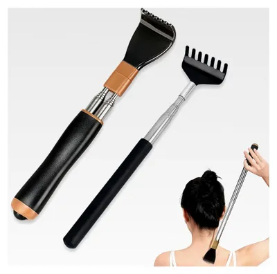 Produktbild von 2 Stück Ausziehbare Rückenkratzer, Teleskop Rückenkratzer aus Edelstahl, für Männer und Frauen, Rückenmassagegerät bis 67 cm
