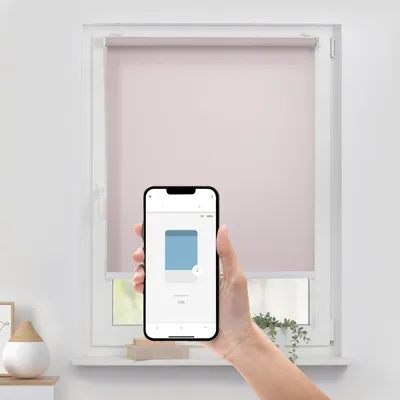 Produktbild von Lichtblick Bluetooth Rollo Tageslicht ohne Bohren Klemmbar Rose 110 cm x 190 cm (B x L)
