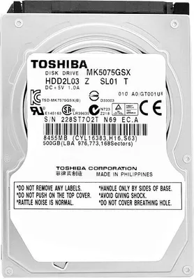 Image de Disque dur Toshiba 500Gb MK5075GSX 8Mb Cache 5400Rpm SATA II 2,5