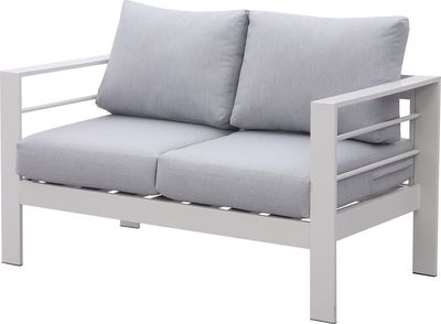 MEXO Loungesofa Gartenmöbel Set 2-Sitzer Gartensofa aus Aluminum Gartenbank für Balkon Terrasse Garten Wetterfest（Tisch nicht enthalten）