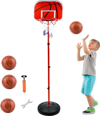 Obrázek produktu pro Nastavitelný basketbalový koš pro děti - přenosné sportovní vybavení s příslušenstvím