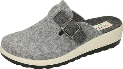 Produktbild von Fly Flot Damen Pantoffel Hausschuh Colorblocking Schnalle 330023, Größe:39 EU, Farbe:Grau