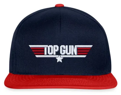 Produktbild von Spreadshirt Top Gun Logo Stick Snapback Cap, One size, Navy/Rot