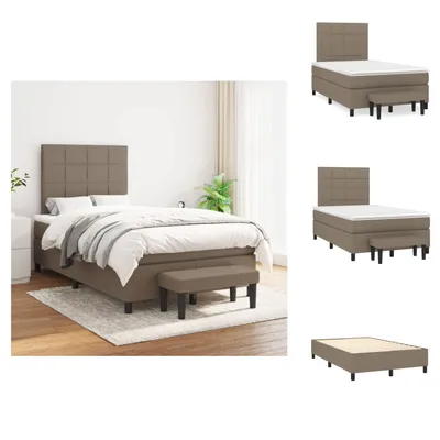 Imagen del producto de vidaXL Base de cama con somier y colchón, color taupe, 120x200 cm, tapizada - Camas y estructuras de cama