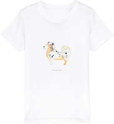 Produktbild von Mr. & Mrs. Panda Kleinkinder T-Shirt Hund Australien Shepherd 5-6 Jahre (110/116) - Weiß - Geschenk, Kinder Kurzarm, für, Spruch, Organic, Teenager, Sprüche, Kindershirt