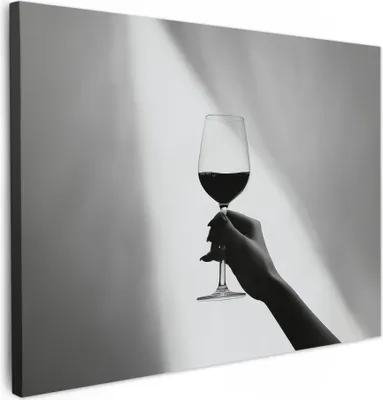 Produktbild von Wanddeko 40x30 cm - Getränk - Wein - Schwarz - Weiß, Leinwand bilder, Wanddeko Wohnzimmer
