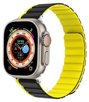 Image de Pour Apple Watch Ultra 2 / 1 49 mm - Bracelet en silicone magnétique bicolore jaune