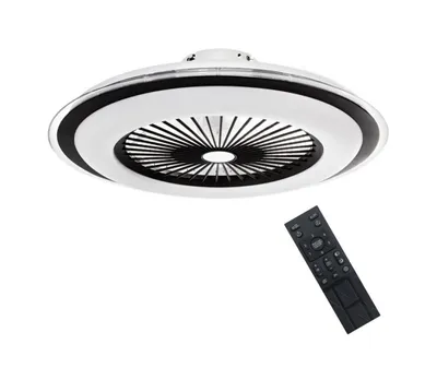 Image de Brilagi - Lampe LED à intensité variable avec ventilateur RONDA LED/48W/230V 3000-6000K noir + télécommande