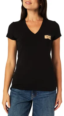 Produktbild von Armani Exchange Women's Salin de Giraud, Shiny Color Contrast Logo T-Shirt,Black