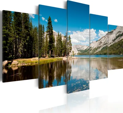 Produktbild von Akustikbild Landschaft Gebirge 200x100 cm Bilder Akustikschaum Hochleistungsschallabsorber Schallschutz Leinwand 5 tlg Wandbild Raumakustik Schalldämmung Natur Berge 030212-29