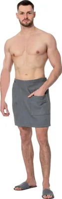 Produktbild von Saunakilt Herren, 100% Baumwolle, grau, 50/120 cm, Waffelpique