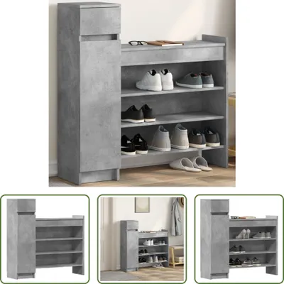 Zdjęcie produktu dla The Living Store szafka na buty betonowa szara 100,5x28x100 cm materiał drewnopochodny