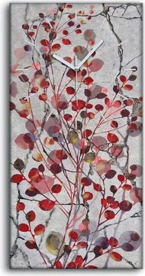 Produktbild von Wanduhr Bürouhr Leinwand Bild 30x60 Malerei Abstrakte Blätter Zweige Kunst - weiße Hände