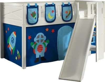Produktbild von Spielbett >SCOTT< in Weiß Textilset Astro - 207,6x114x203,7 (BxHxT)