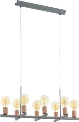 Produktbild von EGLO Pendelleuchte Adri 1, 8 flammige Hängelampe Vintage, Industrial, Hängeleuchte, Esstischlampe, Wohnzimmerlampe hängend mit E27, L 78,5 cm