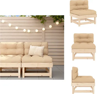 Produktbild von vidaXL Mittelsofa mit Kissen Massivholz Kiefer -  Gartensofaelemente