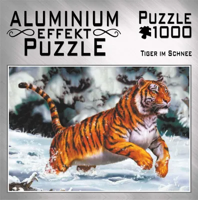 Produktbild von Aluminium Effekt Puzzle. Motiv: Tiger im Schnee 1.000 Teile