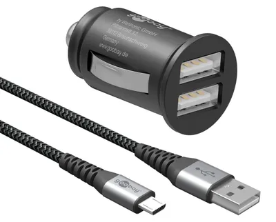 Dual-USB-Autoladegerät 15,5 W, 3,1 A, 12/24 V, inkl. Micro-USB-Kabel