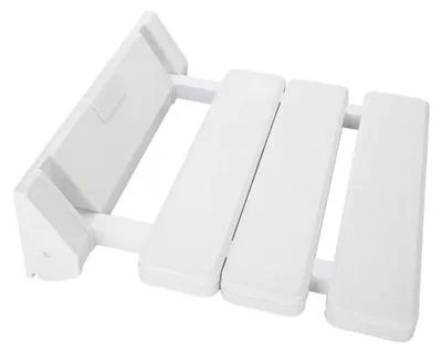Immagine prodotto di Sedia da doccia pieghevole, alta, con elevata capacità di carico (130 kg) - Sedia da doccia da fissare a parete - Sedile per doccia - Panca da bagno da fissare alla parete - Materiale ABS resistente - Design minimalista