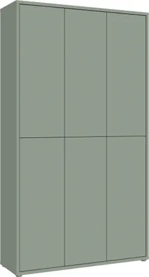 Produktbild von Forte ALICE SPRINGS Schuhschrank 100 110, moderner Flurschrank mit 6 Türen und 15 Einlegeböden, Holzwerkstoff, Salbei, 109,2 cm breit x 191,9 cm hoch x 34,9 cm tief