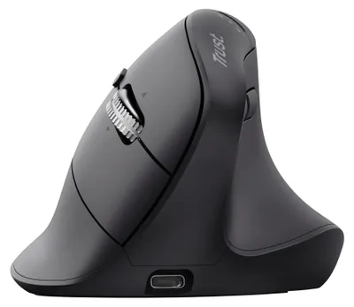 Produktbild von Trust Vyran, Rechts, Vertikale Ausführung, Optisch, RF Wireless + Bluetooth, 4800 DPI, Schwarz