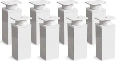 Produktbild von 8er Set sossai® moderne Möbelfüße in Weiß 80mm höhenverstellbar Schrankfüße Sockelfüße