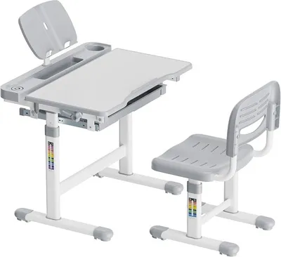 Imagen del producto de Escritorio infantil con silla, escritorio infantil ajustable en inclinación y altura, con cajón y soporte para libros
