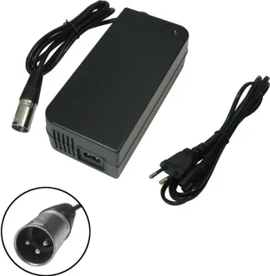 Produktbild von Trade-Shop Netzteil Ladegerät Ladekabel 42V 4A für 36V Akkus mit 18,5mm x 15,5mm 3pin XLR Anschluss Stecker für E-Bike Elektrofahrrad Pedelec Elektro Fahrrad Akkus zum Aufladen ersetzt HP1202L3